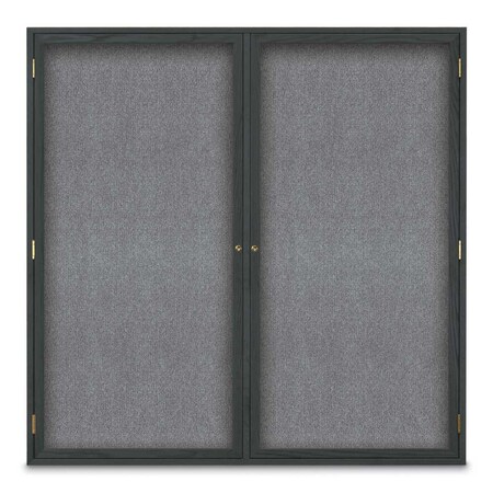 United Visual Products Sliding Door Indoor Enclosed Corkboard, 9 UV9029ACSH-GOLD-MEDGRY